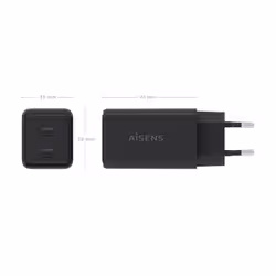 AISENS ASCH-65W2P079-BK Caricabatterie per dispositivi mobili Fotocamera, Telefono cellulare, Computer portatile, Smartphone, Tablet, Universale Nero AC Ricarica rapida Interno - Vista aggiuntiva 4
