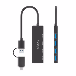AISENS A109-0987 replicatore di porte e docking station per laptop Cablato USB 3.2 Gen 1 (3.1 Gen 1) Type-A + Type-C Nero - Vista aggiuntiva 4
