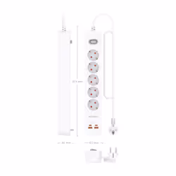 AISENS ASPS-2A2C14-W prolunghe e multiple 1,4 m 5 presa(e) AC Interno Bianco - Vista aggiuntiva 4