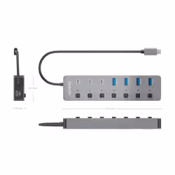 AISENS ASUC-8P044-GR hub di interfaccia USB 3.2 Gen 2 (3.1 Gen 2) Type-C 10000 Mbit/s Grigio - Vista aggiuntiva 4