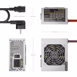 AISENS ASPC-500SFX-PSE alimentatore per computer 500 W 20+4 pin ATX SFX Argento - Vista aggiuntiva 3