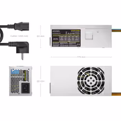 AISENS ASPC-500TFX-PSE alimentatore per computer 500 W 20+4 pin ATX TFX Argento - Vista aggiuntiva 3