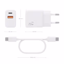 AISENS ASCH-20W2P083-W Caricabatterie per dispositivi mobili Telefono cellulare, Smartphone, Fotocamera, Universale, Tablet Bianco AC Ricarica rapida Interno - Vista aggiuntiva 4