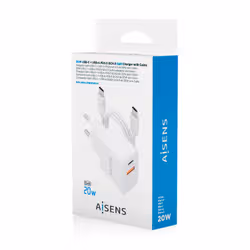 AISENS ASCH-20W2P083-W Caricabatterie per dispositivi mobili Telefono cellulare, Smartphone, Fotocamera, Universale, Tablet Bianco AC Ricarica rapida Interno - Vista aggiuntiva 7