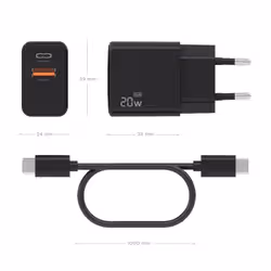 AISENS ASCH-20W2P084-BK Caricabatterie per dispositivi mobili Telefono cellulare, Smartphone, Fotocamera, Universale, Tablet Nero AC Ricarica rapida Interno - Vista aggiuntiva 4