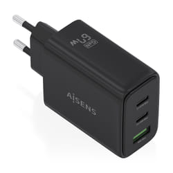 AISENS ASCH-67W3P087-BK Caricabatterie per dispositivi mobili Telefono cellulare, Smartphone, Fotocamera, Universale, Tablet, MP3, MP4, GPS, Console portatile Nero AC Ricarica rapida Interno