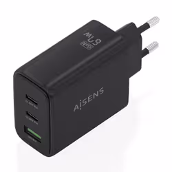 AISENS ASCH-67W3P087-BK Caricabatterie per dispositivi mobili Telefono cellulare, Smartphone, Fotocamera, Universale, Tablet, MP3, MP4, GPS, Console portatile Nero AC Ricarica rapida Interno - Vista aggiuntiva 2