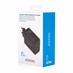 AISENS ASCH-67W3P087-BK Caricabatterie per dispositivi mobili Telefono cellulare, Smartphone, Fotocamera, Universale, Tablet, MP3, MP4, GPS, Console portatile Nero AC Ricarica rapida Interno - Vista aggiuntiva 7