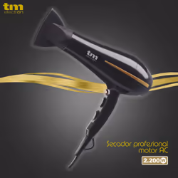 TM Electron TMHD126 asciuga capelli 2400 W Nero, Oro - Vista aggiuntiva 2