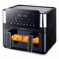PRIXTON Organics Dual Doppia 8 L Indipendente 2000 W Friggitrice ad aria calda Nero, Argento - Vista aggiuntiva 2