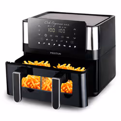 PRIXTON Organics Dual Doppia 8 L Indipendente 2000 W Friggitrice ad aria calda Nero, Argento - Vista aggiuntiva 3