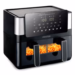 PRIXTON Organics Dual Doppia 8 L Indipendente 2000 W Friggitrice ad aria calda Nero, Argento - Vista aggiuntiva 4