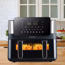 PRIXTON Organics Dual Doppia 8 L Indipendente 2000 W Friggitrice ad aria calda Nero, Argento - Vista aggiuntiva 8