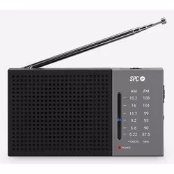 SPC Jetty Lite, Portatile, Digitale, AM, FM, 3,5 mm, Nero, Grigio, Manopola