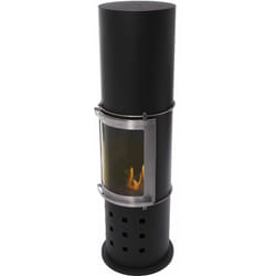 Purline - Stufa a etanolo in acciaio nero con porta scorrevole in vetro temperato bestfire design