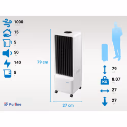 Purline 59806 condizionatore portatile 5 L 50 dB Nero, Bianco - Vista aggiuntiva 8