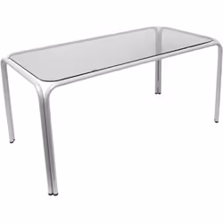 PIQUERAS Y CRESPO Tavolo da ricevimento rettangolare con struttura in argento e vetro fumé. Tavolo semplice ed elegante per a ...