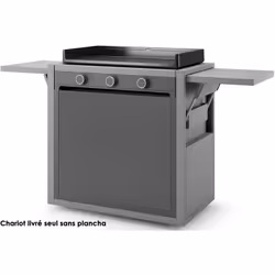 Carrello CHMAF75 di Forge Adour in acciaio verniciato grigio chiaro e nero opaco, chiuso con anta frontale per plancha Modern ...