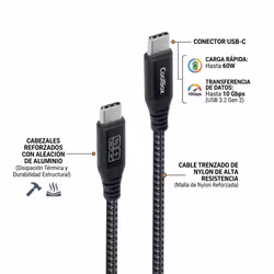 CoolBox COO-CAB-UC-60W Cavo USB USB-C USB 3.2 Gen 2 1,2 m Nero, Argento - Vista aggiuntiva 2