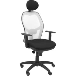 Sedia Jorquera sedile bali in rete bianca bali nero con poggiatesta fisso