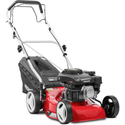 Tagliaerba a scoppio 139cc 5cv, motore 4 tempi ohv semovente,doppia lama in acciaio 410mm 17', altezza di taglio regolabile e cestello con capacità