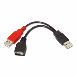 AISENS A101-0030, 0,15 m, 2 x USB A, USB A, USB 2.0, Nero, Rosso