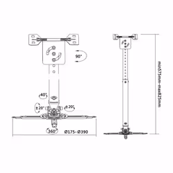 AISENS CP02TSRE-051 supporto per proiettore Soffitto Nero - Vista aggiuntiva 5