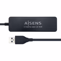 AISENS A104-0402, USB 2.0, USB 2.0, 480 Mbit/s, Nero, 2,5 W, 0,3 m