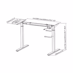 AISENS DF01B-079 struttura verticale per scrivania Elettrico 2 gamba/gambe Nero - Vista aggiuntiva 6
