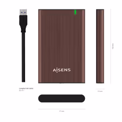AISENS ASE-2525BWN contenitore di unità di archiviazione Custodia per Disco Rigido (HDD) Marrone 2.5" - Vista aggiuntiva 4