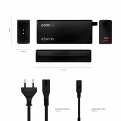 AISENS ASLC-65WAUTO-BK adattatore e invertitore Interno 65 W Nero - Vista aggiuntiva 5