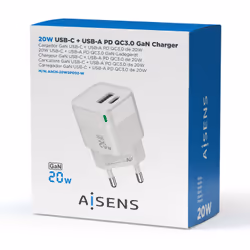 AISENS ASCH-20W2P002-W Caricabatterie per dispositivi mobili Universale Bianco AC Ricarica rapida Interno - Vista aggiuntiva 4