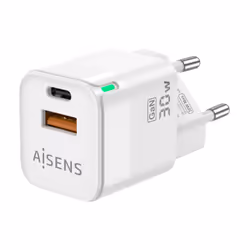 AISENS ASCH-30W2P004-W Caricabatterie per dispositivi mobili Universale Bianco AC Ricarica rapida Interno
