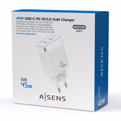 AISENS ASCH-45W2P005-W Caricabatterie per dispositivi mobili Universale Bianco AC Ricarica rapida Interno - Vista aggiuntiva 4