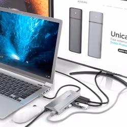 AISENS ASUC-12P005-GR replicatore di porte e docking station per laptop Cablato USB 3.2 Gen 1 (3.1 Gen 1) Type-C Grigio - Vista aggiuntiva 4