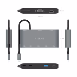AISENS ASUC-8P010-GR replicatore di porte e docking station per laptop Cablato USB 3.2 Gen 1 (3.1 Gen 1) Type-C Grigio - Vista aggiuntiva 4