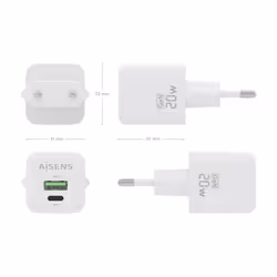 AISENS ASCH-20W2P010-W Caricabatterie per dispositivi mobili Universale Bianco AC Ricarica rapida Interno - Vista aggiuntiva 4
