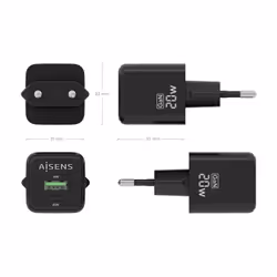 AISENS ASCH-20W2P011-BK Caricabatterie per dispositivi mobili Universale Nero AC Ricarica rapida Interno - Vista aggiuntiva 4
