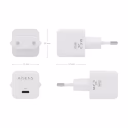 AISENS ASCH-25W1P012-W Caricabatterie per dispositivi mobili Universale Bianco AC Ricarica rapida Interno - Vista aggiuntiva 4