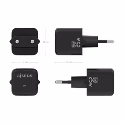 AISENS ASCH-25W1P013-BK Caricabatterie per dispositivi mobili Universale Nero AC Ricarica rapida Interno - Vista aggiuntiva 4