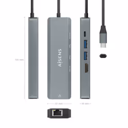 AISENS ASUC-5P011-GR replicatore di porte e docking station per laptop Cablato USB 3.2 Gen 1 (3.1 Gen 1) Type-C Grigio - Vista aggiuntiva 4