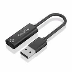 AISENS A106-0770, USB-A, 3,5 mm, 0,1 m, Nero