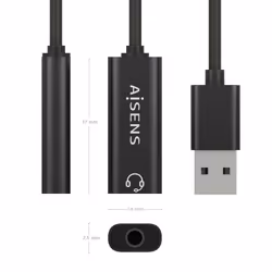 AISENS A106-0770 adattatore per inversione del genere dei cavi USB-A 3,5 mm Nero