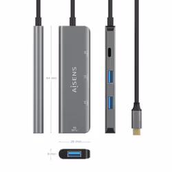 AISENS A109-0762 hub di interfaccia USB 3.2 Gen 1 (3.1 Gen 1) Type-C 5000 Mbit/s Grigio - Vista aggiuntiva 4