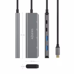 AISENS A109-0763 hub di interfaccia USB 3.2 Gen 1 (3.1 Gen 1) Type-C 5000 Mbit/s Grigio - Vista aggiuntiva 4