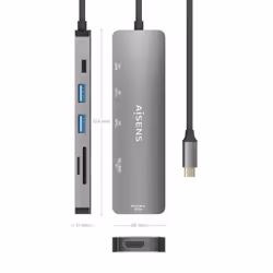 AISENS ASUC-6P016-GR replicatore di porte e docking station per laptop Cablato USB 3.2 Gen 1 (3.1 Gen 1) Type-C Grigio - Vista aggiuntiva 4