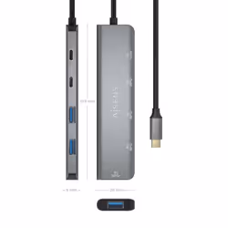 AISENS A109-0857 hub di interfaccia USB 3.2 Gen 1 (3.1 Gen 1) Type-C 5 Mbit/s Grigio - Vista aggiuntiva 4