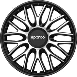 Sparco - Set 4 copricerchi 15' pollici copriruota auto Roma SPC1596SVBK argento nero