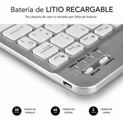 SUBBLIM TECLADO SMART BLUETOOTH SILVER QWERTY Spagnolo Argento, Bianco - Vista aggiuntiva 4