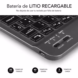 SUBBLIM TECLADO SMART BLUETOOTH GREY QWERTY Spagnolo Nero, Grigio - Vista aggiuntiva 4